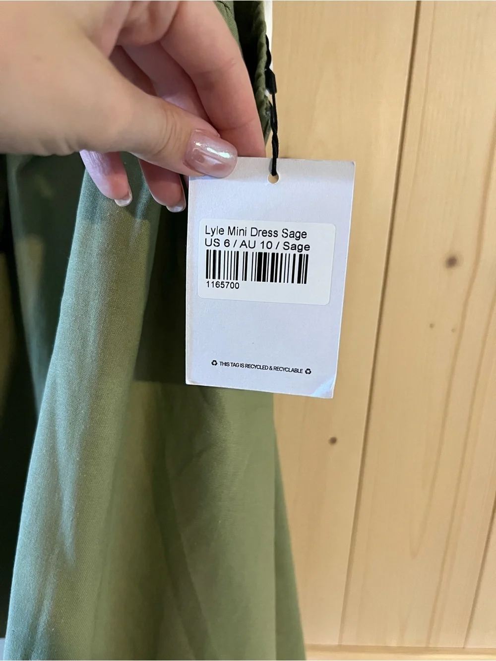 Princess Polly Lyle Mini Dress Sage Size US 6 - Picture 7 of 7